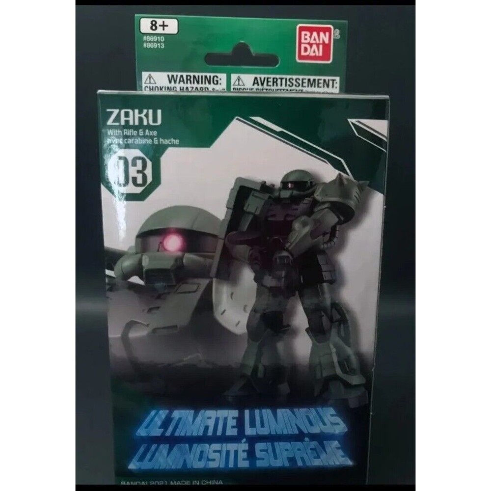 GUNDAM Ultimate Luminous - ZAKU with Rifle & Axe. Bandai NEW (LEDs) 4in.